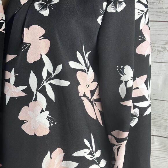 Roz & Ali Long Jacket Blouse Floral Butterfly Print Open Front - Picture 6 of 12